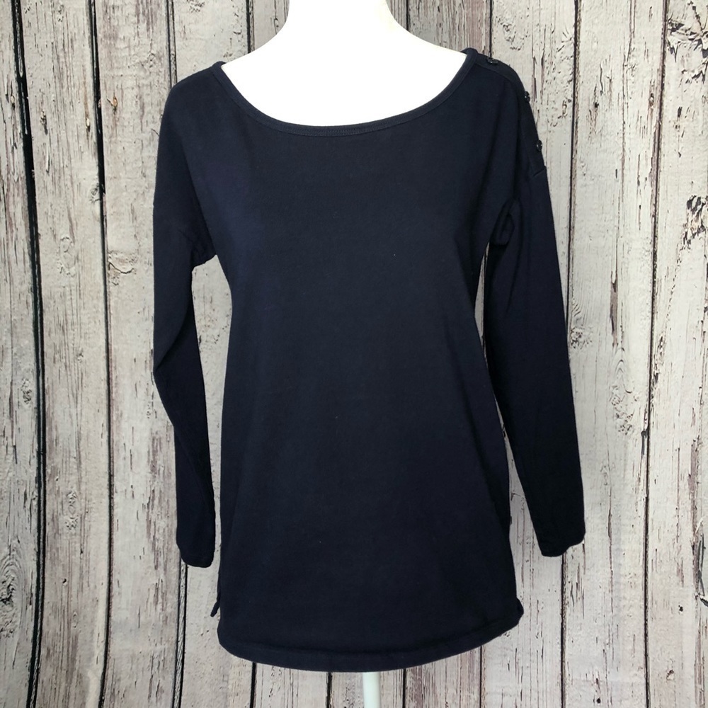 Talbots Navy Pullover Shirt Women’s‎ XS Shirt Navy Blue Boat Neck Casual Top
